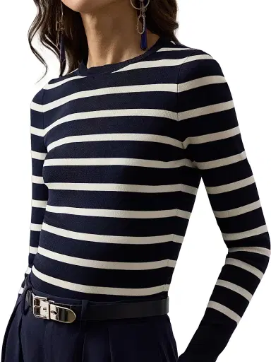 Ralph Lauren Collection Women's Striped Stretch-Silk Sweater | Thumbnail 8 Ralph Lauren Collection Women's Striped Stretch-Silk Sweater | Thumbnail 8