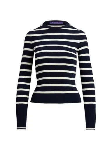 Ralph Lauren Collection Women's Striped Stretch-Silk Sweater | Thumbnail 1 Ralph Lauren Collection Women's Striped Stretch-Silk Sweater | Thumbnail 1