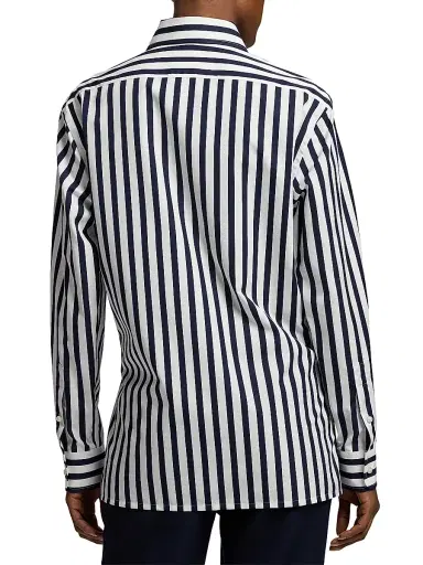 Ralph Lauren Collection Women's Capri Striped Cotton Relaxed-Fit Shirt - Icon Navy White | Thumbnail 5