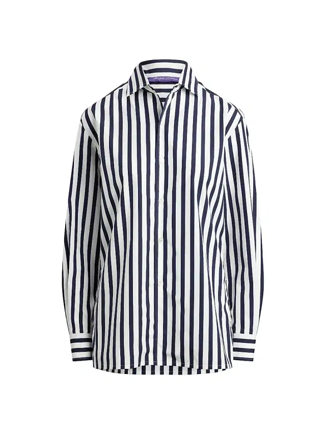 Women's Capri Striped Cotton Relaxed-Fit Shirt - Icon Navy White