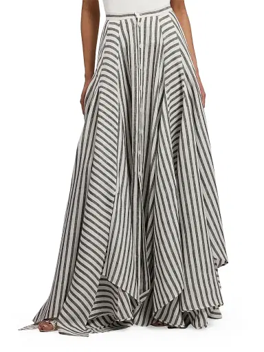 Ralph Lauren Collection Women's Shamus Striped Linen Maxi Skirt - Black White | Thumbnail 3