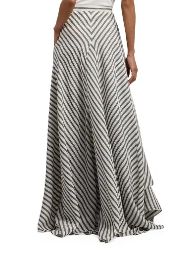Ralph Lauren Collection Women's Shamus Striped Linen Maxi Skirt - Black White | Thumbnail 5
