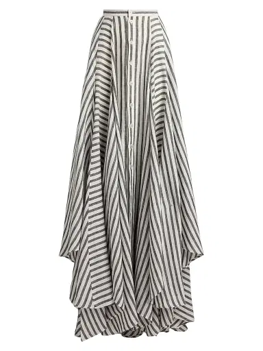 Ralph Lauren Collection Women's Shamus Striped Linen Maxi Skirt - Black White | Thumbnail 1