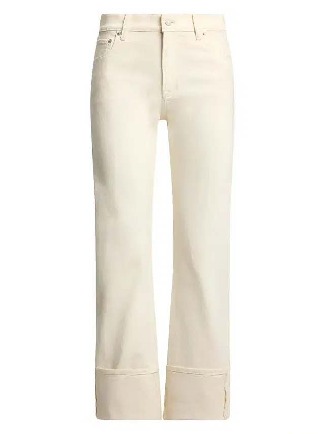 Women's Adderley Cuffed Mid-Rise Slim-Fit Jeans - Glacial White