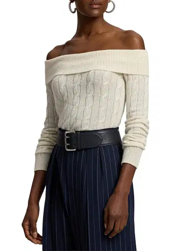 Ralph Lauren Collection Women's Cable-Knit Cashmere Slim-Fit Sweater - Lux Cream - Size XS | Thumbnail 4