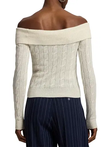 Ralph Lauren Collection Women's Cable-Knit Cashmere Slim-Fit Sweater - Lux Cream - Size XS | Thumbnail 5