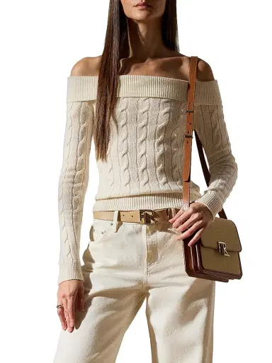Ralph Lauren Collection Women's Cable-Knit Cashmere Slim-Fit Sweater - Lux Cream - Size XS | Thumbnail 7