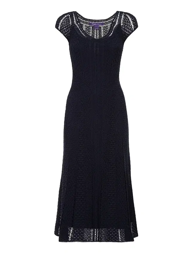 Women's Crosley Crochet Silk Midi-Dress - Icon Navy