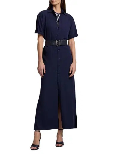Ralph Lauren Collection Women's Carol Belted Wool Midi-Dress - Icon Navy - Size 8 | Thumbnail 2