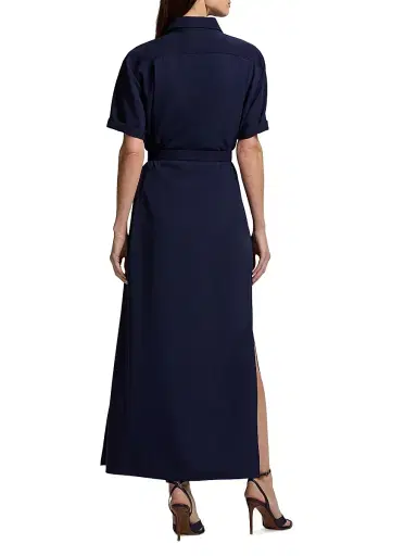 Ralph Lauren Collection Women's Carol Belted Wool Midi-Dress - Icon Navy - Size 8 | Thumbnail 5