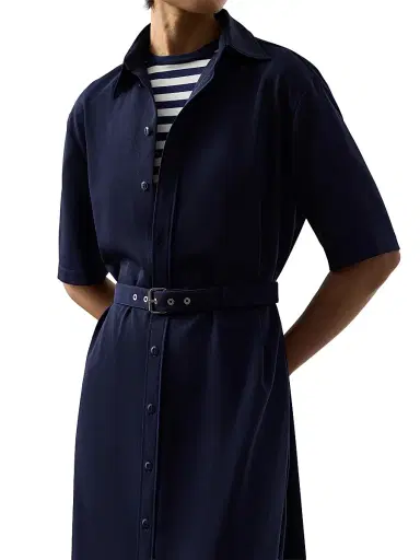 Ralph Lauren Collection Women's Carol Belted Wool Midi-Dress - Icon Navy - Size 8 | Thumbnail 7