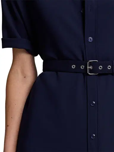 Ralph Lauren Collection Women's Carol Belted Wool Midi-Dress - Icon Navy - Size 8 | Thumbnail 8