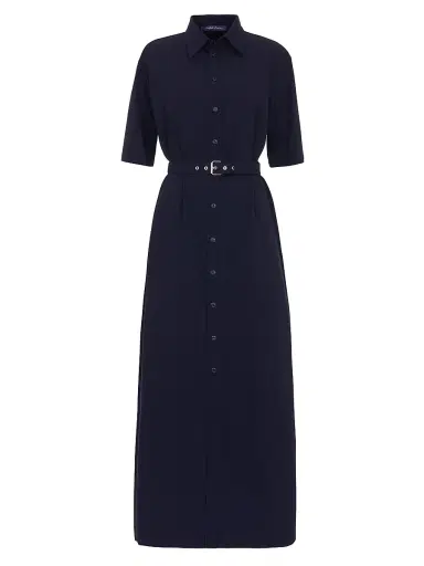 Ralph Lauren Collection Women's Carol Belted Wool Midi-Dress - Icon Navy - Size 8 | Thumbnail 1