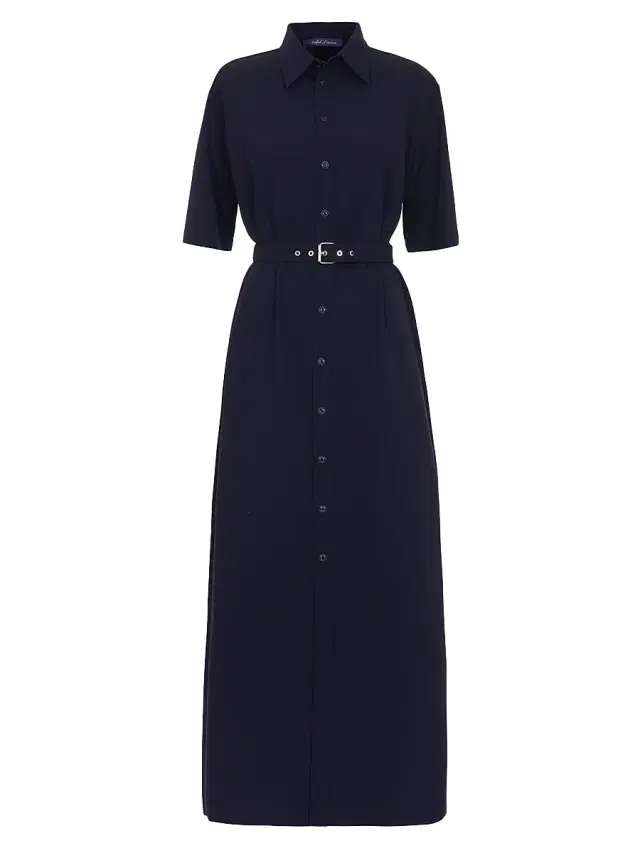 Women's Carol Belted Wool Midi-Dress - Icon Navy