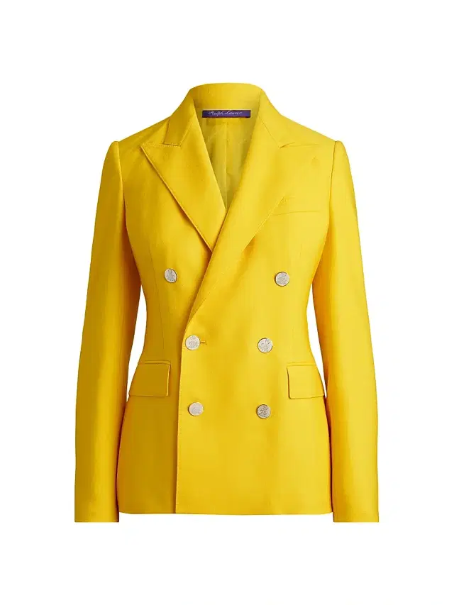 Women's Camden Cashmere Double-Breasted Jacket - Racing Yellow
