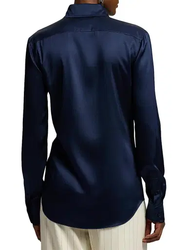 Ralph Lauren Collection Women's Cameron Stretch Silk Charmeuse Button-Down Shirt | Thumbnail 5 Ralph Lauren Collection Women's Cameron Stretch Silk Charmeuse Button-Down Shirt | Thumbnail 5