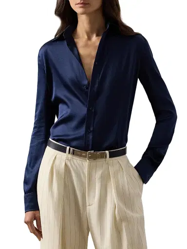 Ralph Lauren Collection Women's Cameron Stretch Silk Charmeuse Button-Down Shirt | Thumbnail 7 Ralph Lauren Collection Women's Cameron Stretch Silk Charmeuse Button-Down Shirt | Thumbnail 7