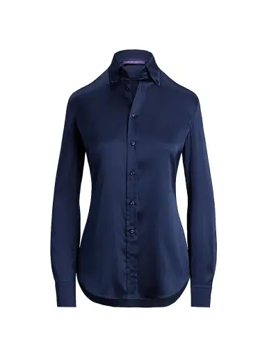 Ralph Lauren Collection Women's Cameron Stretch Silk Charmeuse Button-Down Shirt | Thumbnail 1 Ralph Lauren Collection Women's Cameron Stretch Silk Charmeuse Button-Down Shirt | Thumbnail 1
