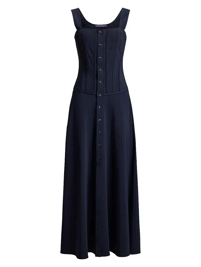 Women's Sophee Topstitch Cotton Midi-Dress - Icon Navy