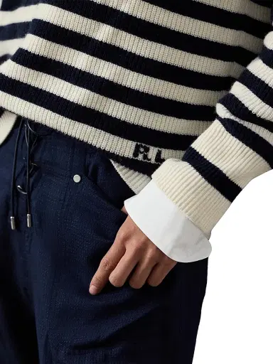 Ralph Lauren Collection Women's Rib-Knit Striped Cashmere Sweater - Icon Navy Cream - Size XS | Thumbnail 7 Ralph Lauren Collection Women's Rib-Knit Striped Cashmere Sweater - Icon Navy Cream - Size XS | Thumbnail 7