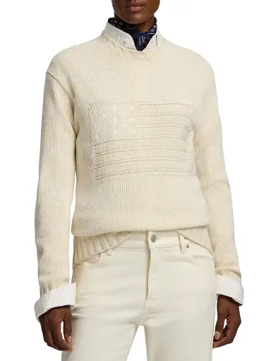 Ralph Lauren Collection Women's Flag Cashmere Relaxed-Fit Sweater - Lux Cream - Size Large | Thumbnail 3 Ralph Lauren Collection Women's Flag Cashmere Relaxed-Fit Sweater - Lux Cream - Size Large | Thumbnail 3