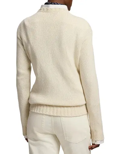 Ralph Lauren Collection Women's Flag Cashmere Relaxed-Fit Sweater - Lux Cream - Size Large | Thumbnail 5 Ralph Lauren Collection Women's Flag Cashmere Relaxed-Fit Sweater - Lux Cream - Size Large | Thumbnail 5