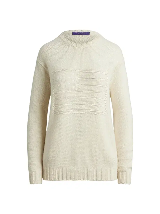 Ralph Lauren Collection Women's Flag Cashmere Relaxed-Fit Sweater - Lux Cream