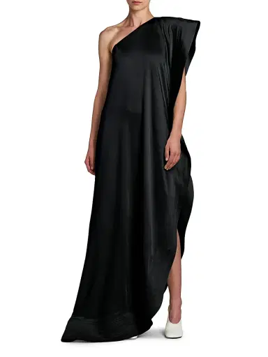 Stella McCartney Women's Envers Satin Asymmetric Cocktail Dress - Black - Size 0 | Thumbnail 2