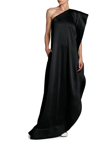 Stella McCartney Women's Envers Satin Asymmetric Cocktail Dress - Black - Size 0 | Thumbnail 3