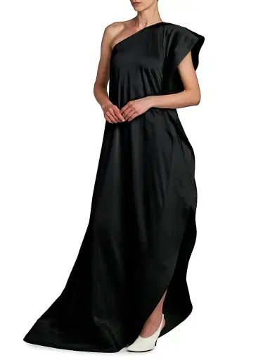 Stella McCartney Women's Envers Satin Asymmetric Cocktail Dress - Black - Size 0 | Thumbnail 4
