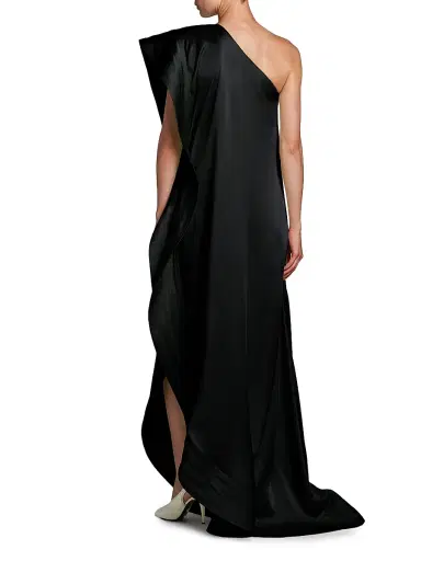 Stella McCartney Women's Envers Satin Asymmetric Cocktail Dress - Black - Size 0 | Thumbnail 5