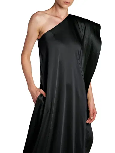 Stella McCartney Women's Envers Satin Asymmetric Cocktail Dress - Black - Size 0 | Thumbnail 6