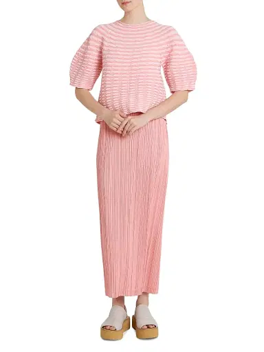 Pleats Please Issey Miyake Women's Thicker Bottoms Plissé Maxi Skirt - Coral Pink - Size Large | Thumbnail 2