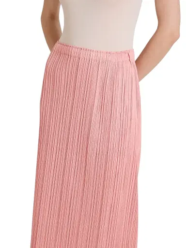 Pleats Please Issey Miyake Women's Thicker Bottoms Plissé Maxi Skirt - Coral Pink - Size Large | Thumbnail 6