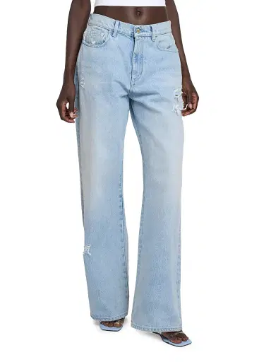 Casablanca Women's Hotfix Distressed Logo Baggy Jeans | Thumbnail 3 Casablanca Women's Hotfix Distressed Logo Baggy Jeans | Thumbnail 3
