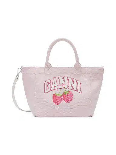 Ganni Women's Printed Medium Trapeze Tote Bag - Egret | Thumbnail 2