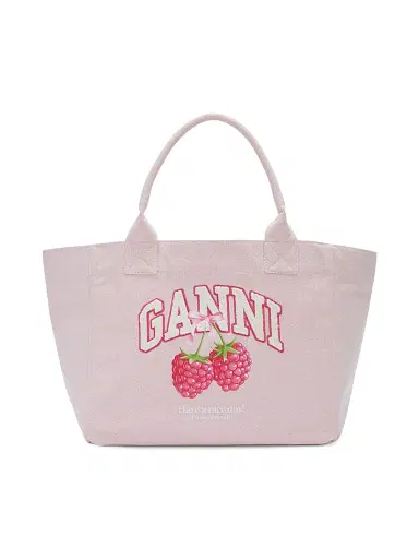 Ganni Women's Printed Medium Trapeze Tote Bag - Egret | Thumbnail 1