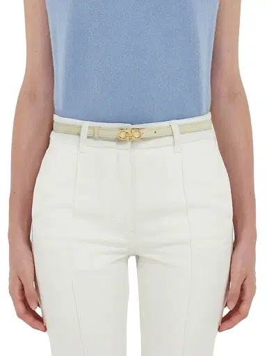 Ferragamo Women's Gancini Buckle Leather Belt - Mascarpone - Size Large | Thumbnail 2 Ferragamo Women's Gancini Buckle Leather Belt - Mascarpone - Size Large | Thumbnail 2