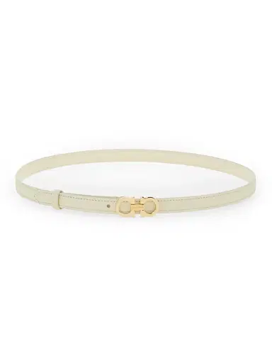 Ferragamo Women's Gancini Buckle Leather Belt - Mascarpone - Size Large | Thumbnail 1 Ferragamo Women's Gancini Buckle Leather Belt - Mascarpone - Size Large | Thumbnail 1