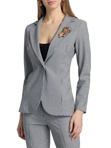 Chiara Boni La Petite Robe Women's Lua Gingham Print Blazer | Thumbnail 3 Chiara Boni La Petite Robe Women's Lua Gingham Print Blazer | Thumbnail 3
