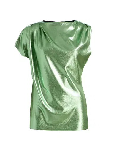 Chiara Boni La Petite Robe Women's Teruo Metallic Draped One-Sleeve Top | Thumbnail 1 Chiara Boni La Petite Robe Women's Teruo Metallic Draped One-Sleeve Top | Thumbnail 1