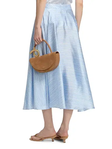 Chiara Boni La Petite Robe Women's Osata Striped Flared Midi-Skirt - Dorothy Blue - Size 10 | Thumbnail 5