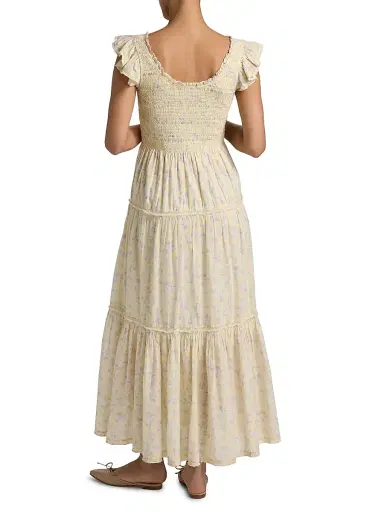 LoveShackFancy Women's Chessie Floral Cotton Scoopneck Maxi Dress - Lemon Spritz - Size Large | Thumbnail 5 LoveShackFancy Women's Chessie Floral Cotton Scoopneck Maxi Dress - Lemon Spritz - Size Large | Thumbnail 5
