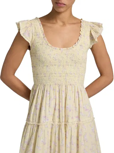 LoveShackFancy Women's Chessie Floral Cotton Scoopneck Maxi Dress - Lemon Spritz - Size Large | Thumbnail 6 LoveShackFancy Women's Chessie Floral Cotton Scoopneck Maxi Dress - Lemon Spritz - Size Large | Thumbnail 6