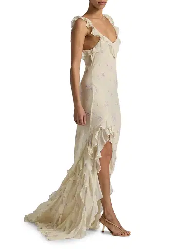 LoveShackFancy Women's Roseline Floral Ruffled Mermaid Maxi Dress - Sweet Jasmine - Size 12 | Thumbnail 2 LoveShackFancy Women's Roseline Floral Ruffled Mermaid Maxi Dress - Sweet Jasmine - Size 12 | Thumbnail 2