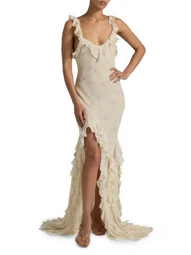 LoveShackFancy Women's Roseline Floral Ruffled Mermaid Maxi Dress - Sweet Jasmine - Size 12 | Thumbnail 3 LoveShackFancy Women's Roseline Floral Ruffled Mermaid Maxi Dress - Sweet Jasmine - Size 12 | Thumbnail 3