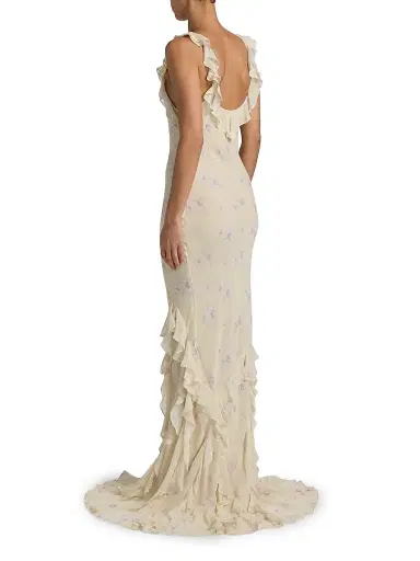 LoveShackFancy Women's Roseline Floral Ruffled Mermaid Maxi Dress - Sweet Jasmine - Size 12 | Thumbnail 5 LoveShackFancy Women's Roseline Floral Ruffled Mermaid Maxi Dress - Sweet Jasmine - Size 12 | Thumbnail 5