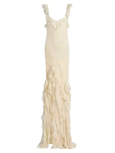 LoveShackFancy Women's Roseline Floral Ruffled Mermaid Maxi Dress - Sweet Jasmine - Size 12 | Thumbnail 1 LoveShackFancy Women's Roseline Floral Ruffled Mermaid Maxi Dress - Sweet Jasmine - Size 12 | Thumbnail 1