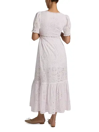 LoveShackFancy Women's Tarragon Broderie Anglaise V-Neck Maxi Dress | Thumbnail 5