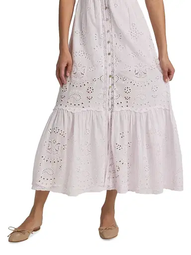 LoveShackFancy Women's Tarragon Broderie Anglaise V-Neck Maxi Dress | Thumbnail 6